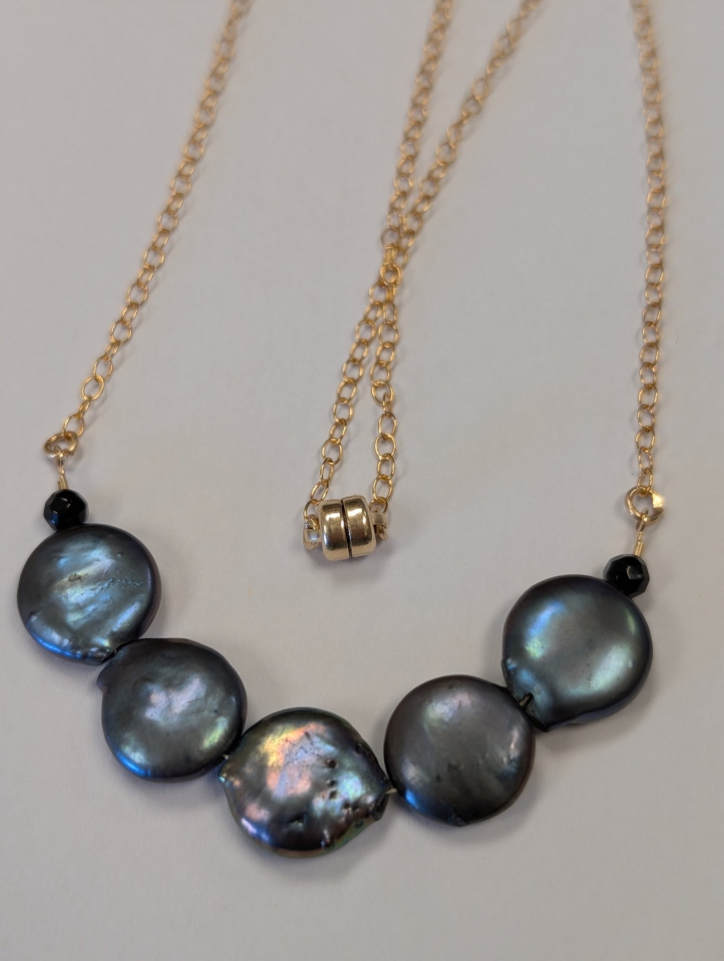 "Amnesia" Black coin pearl necklace.