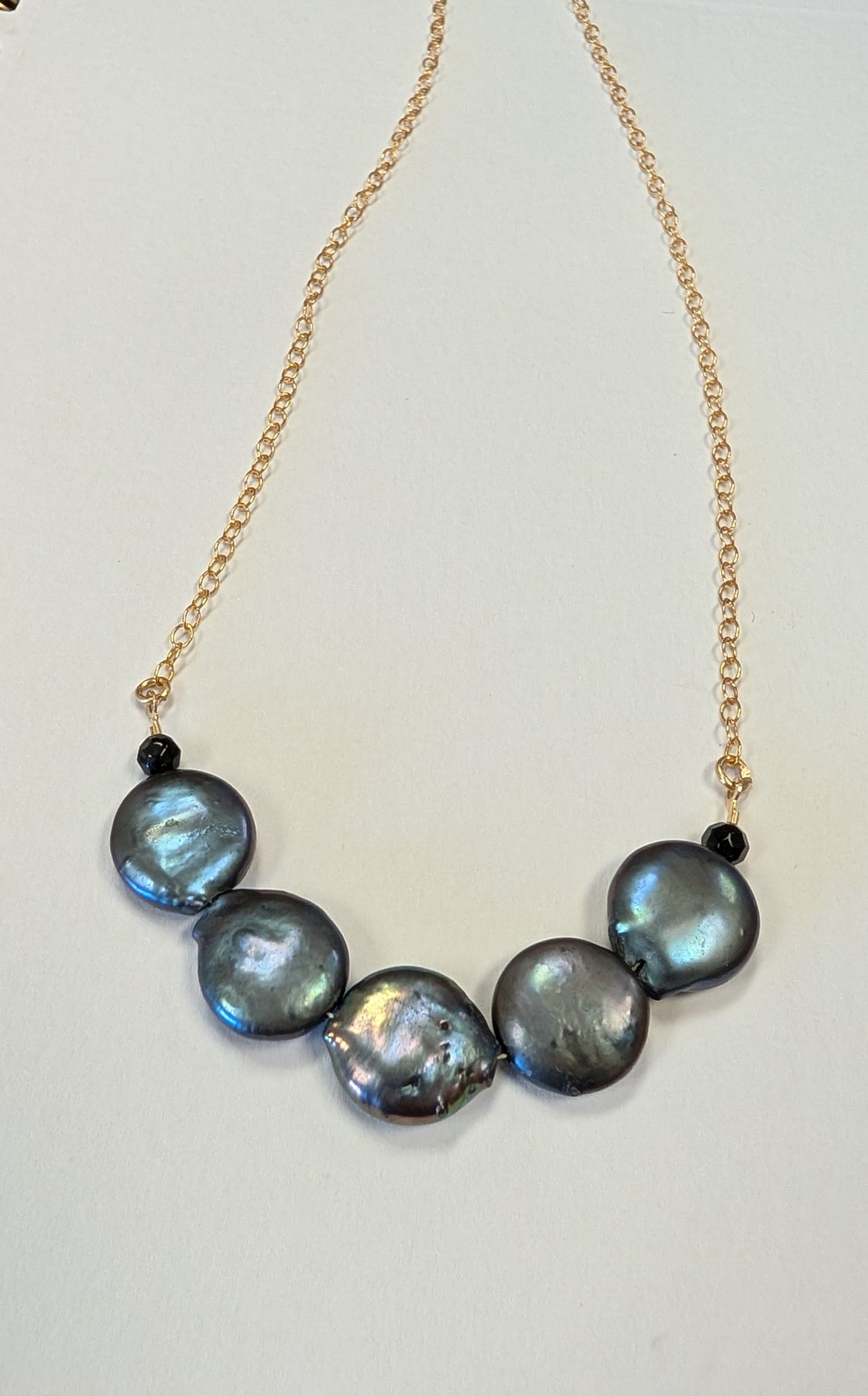 "Amnesia" Black coin pearl necklace.