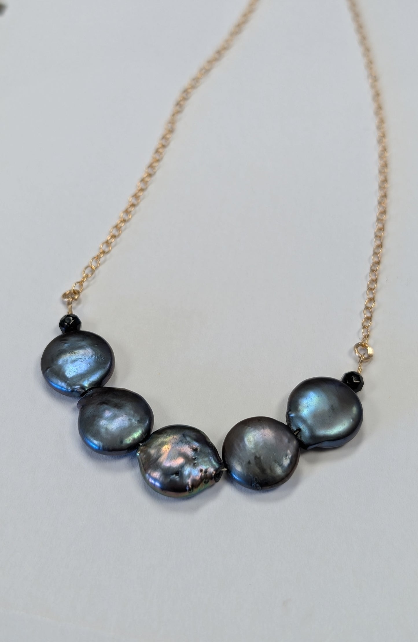 "Amnesia" Black coin pearl necklace.