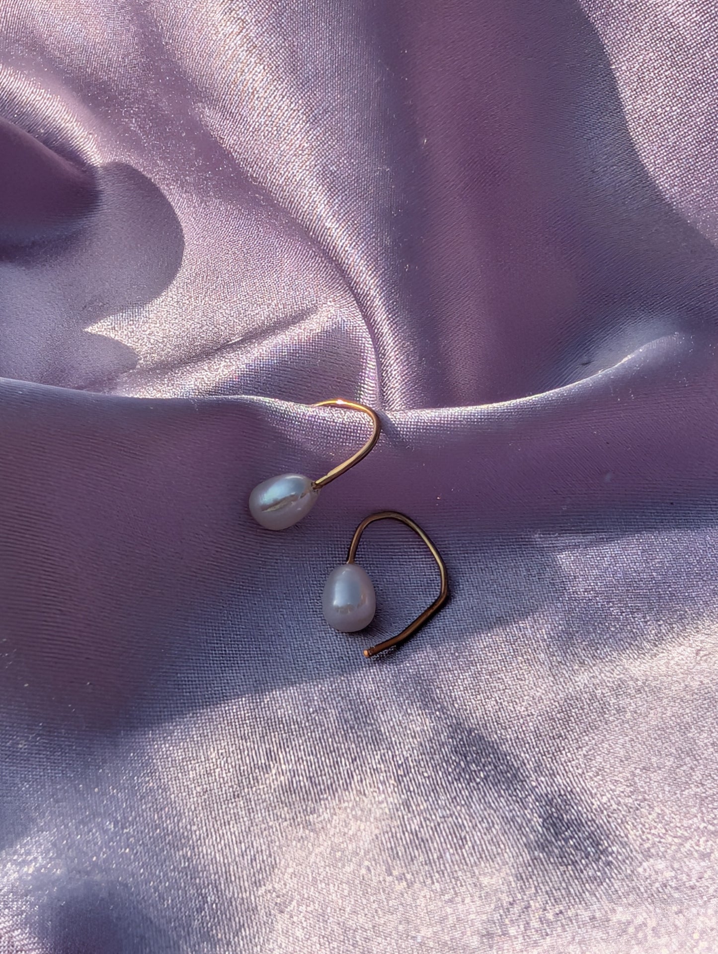 "Hooked" Dainty White Pearl Huggie Hoops