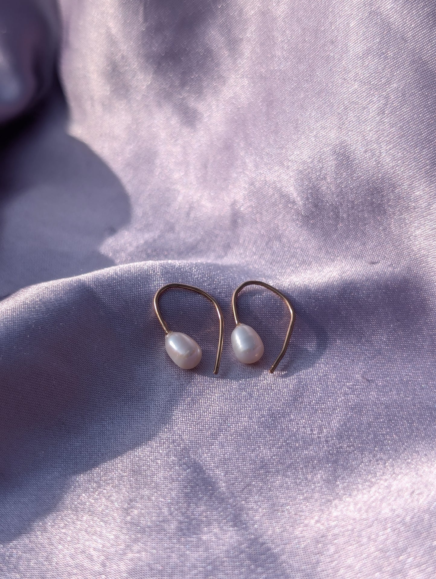 "Hooked" Dainty White Pearl Huggie Hoops